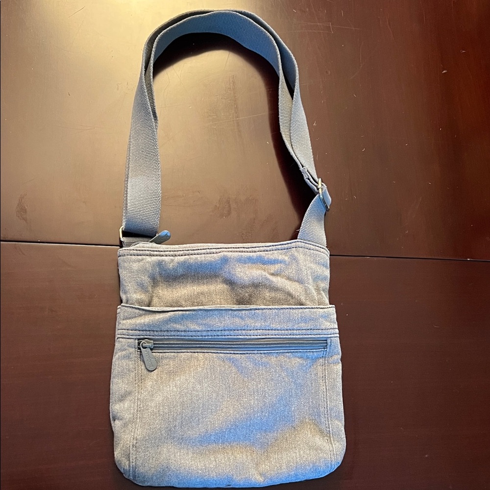 Thirty One Organizing Shoulder Bag, Crossbody, Grey Brushed Twill, 11.5”x9.5"